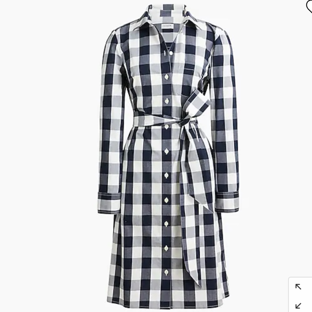 J. Crew Gingham Belted Shirt Dress size 10
